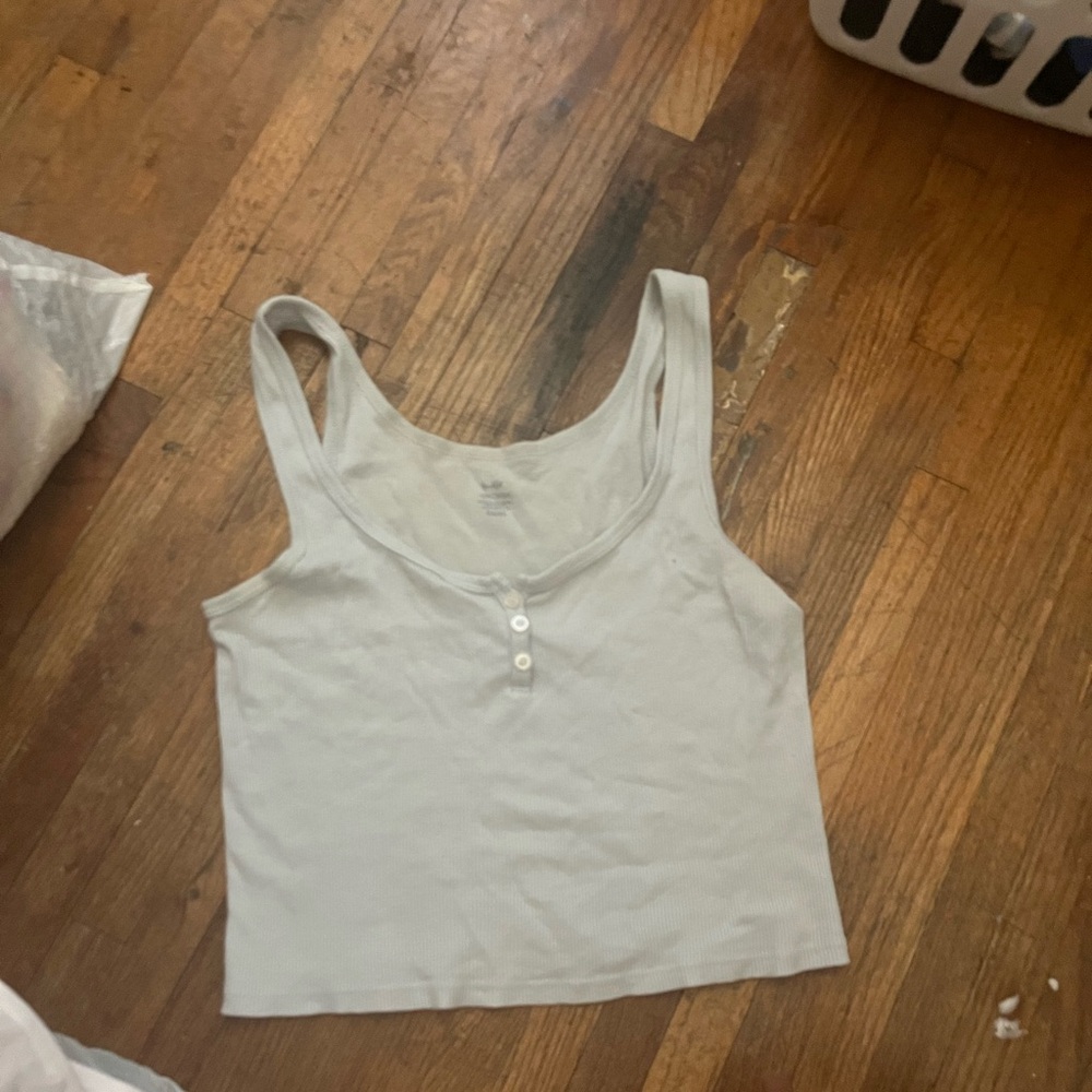 Brandy Melville baby blue Tank Top with Button Detail
